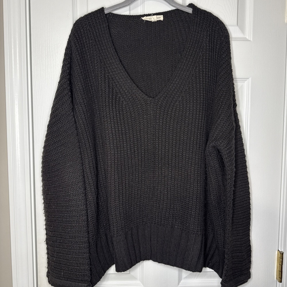 🖤 GRADE & GATHER Waffle Knit Sweater | Charcoal Gray | Size M/L